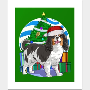 Cavalier King Charles Spaniel Cute Santa Christmas Gift Posters and Art